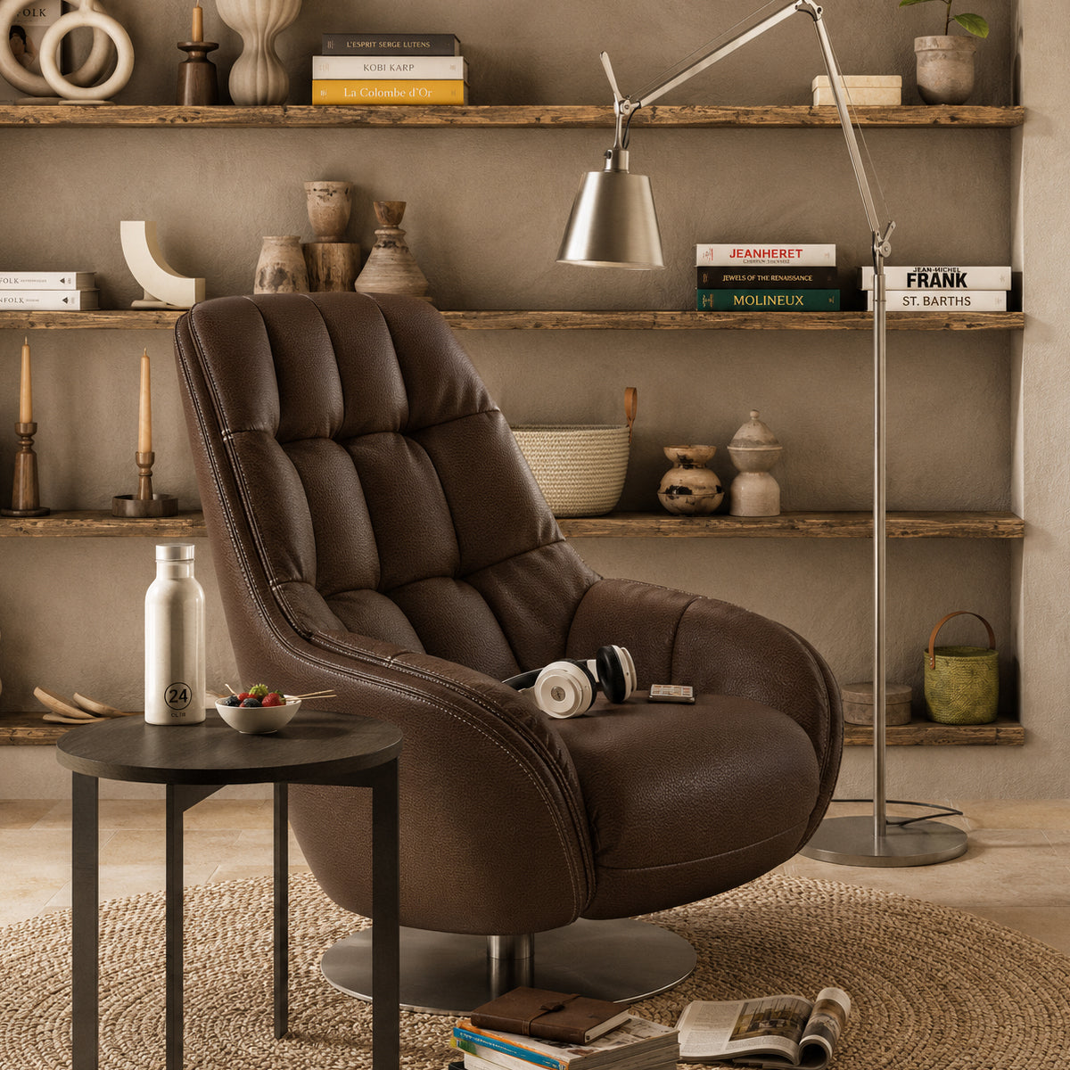 КОЖЕНО КРЕСЛО С МЕХАНИЗЪМ NATUZZI EDITIONS LEVANTE King В 20 DREAM 20JQ+батерия