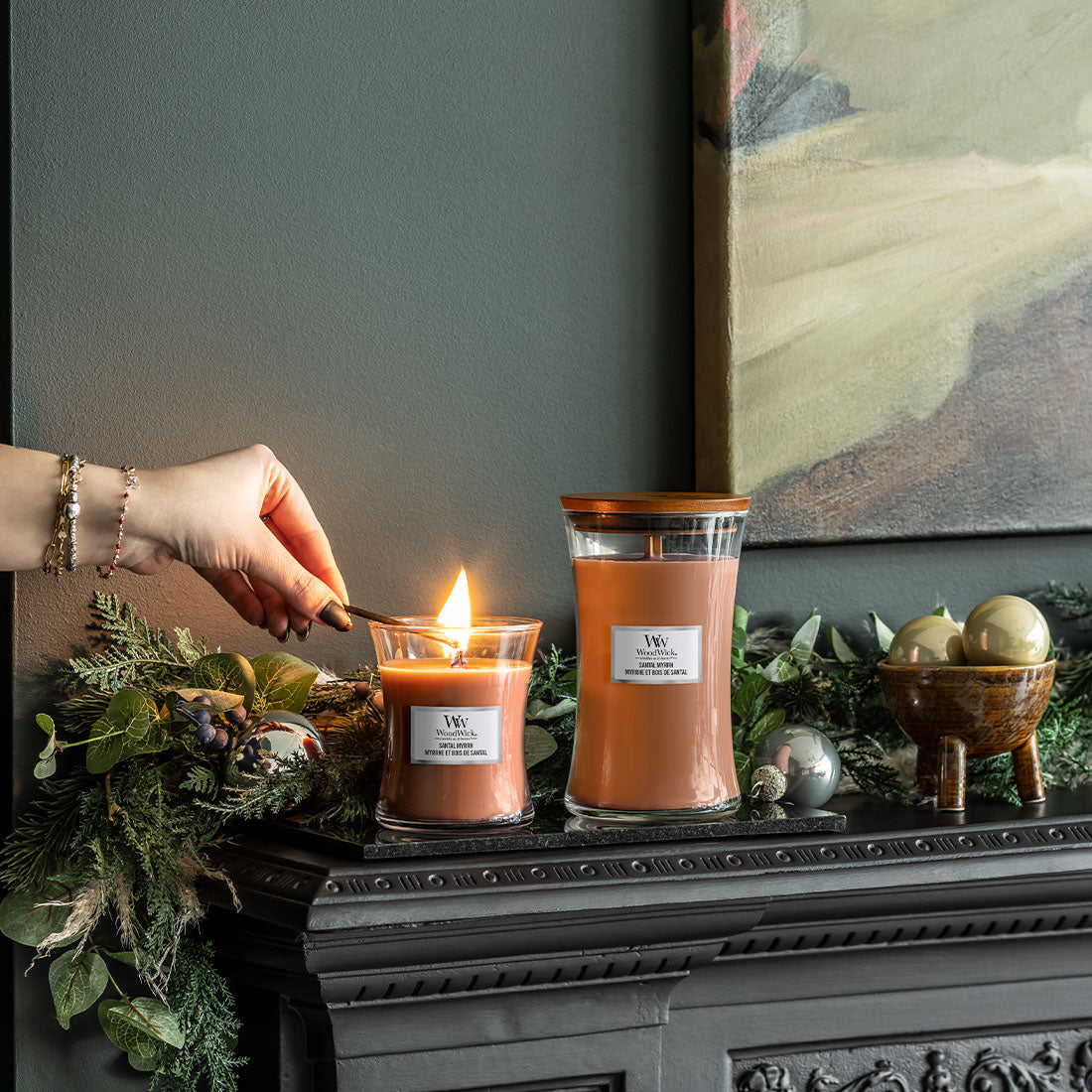 СВЕЩ WOOD WICK SANTAL MYRRH