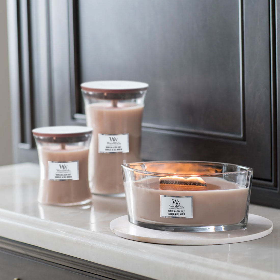 СВЕЩ WOOD WICK SEA SALT VANILLA