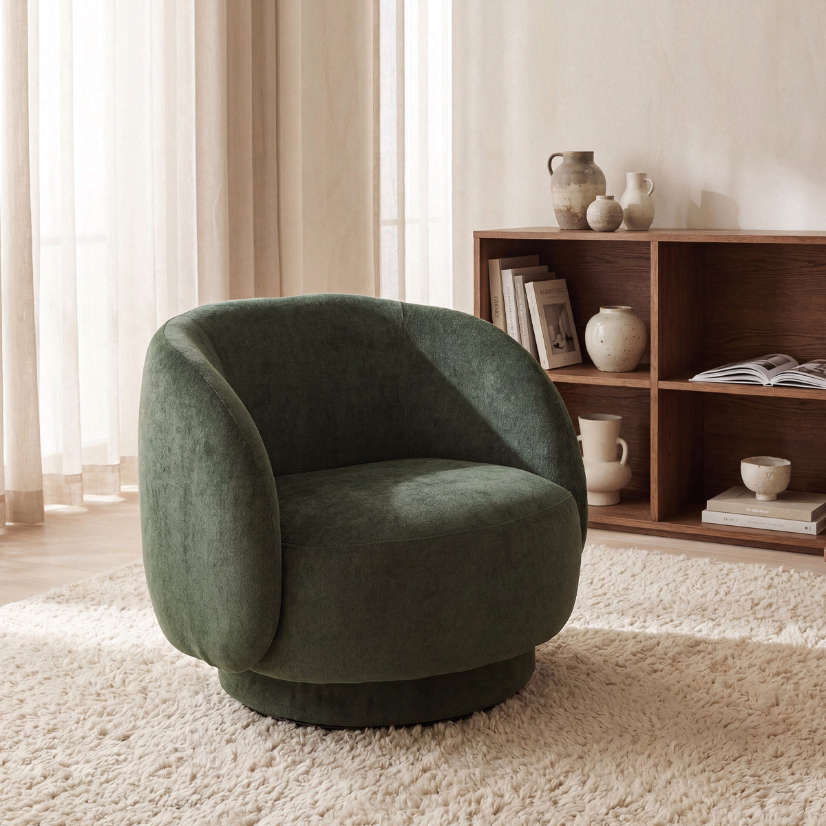 ВЪРТЯЩО СЕ КРЕСЛО FURNINOVA AVA B BENSON GREEN 83/81/72 СМ