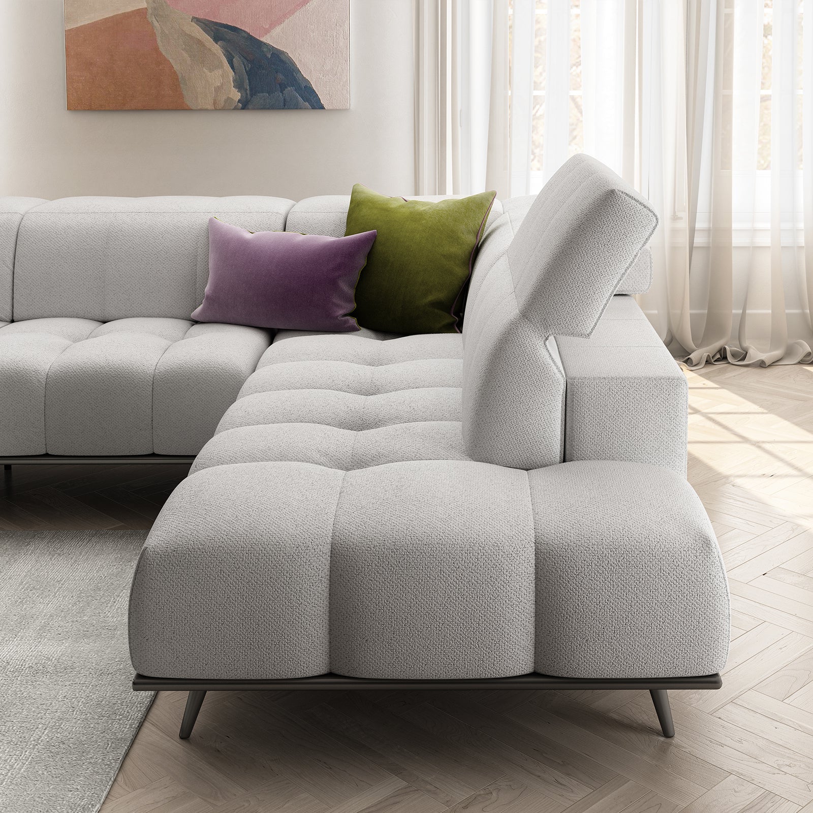 ЪГЛОВ ДИВАН NATUZZI EDITIONS SCACCO КОЖА